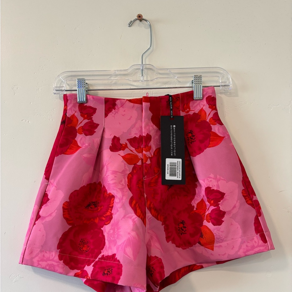 White Fox Boutique Pink Floral High Waist Shorts
